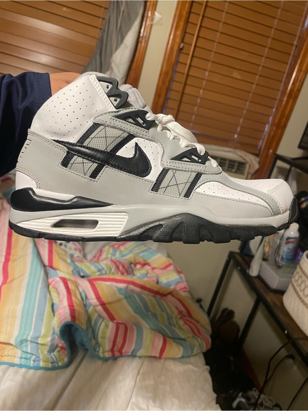 Nike White and Black Mid-Top Training Shoe
